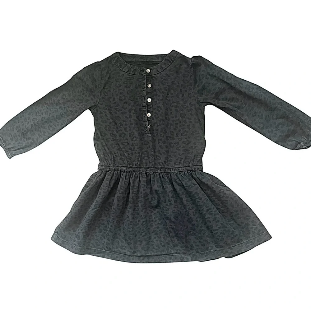 Carter’s casual twirl bodysuit dress Girl 4T midnight leopard print front button